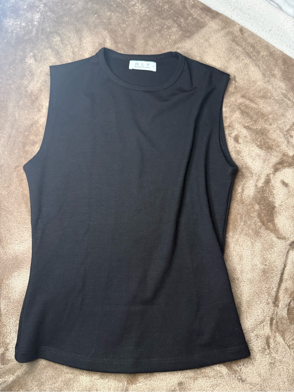 Sleeveless Black Crewneck Women's Top